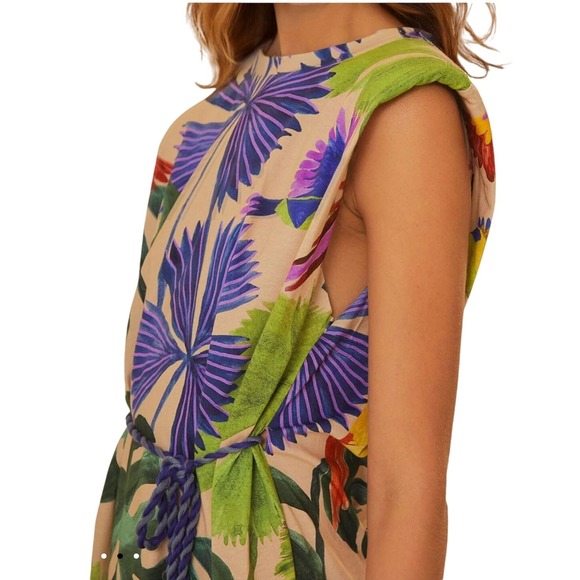 FARM RIO Sand Macaw Jungle Organic Cotton T Shirt Dress Sz M and L Tropical Boho - Picture 3 of 16